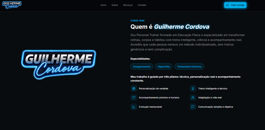Site Guilherme Cordova - Personal Trainer